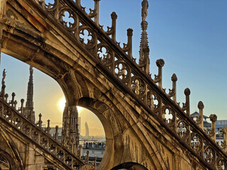 Le Guglie del Duomo di Milano al Tramonto