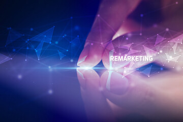 Finger touching tablet with business connection concept