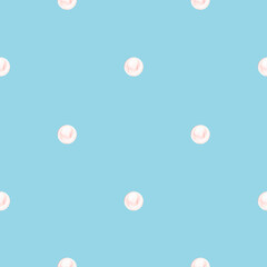 Seamless Pearl pattern. Watercolor illustration. Isolated on a blue background.