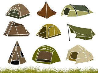 キャンプ・テントのシンプル可愛いイラスト
