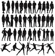 set people silhouette on white background, isolated