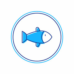 Filled outline Fish icon isolated on white background. Vector