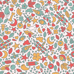 Doodle colorful seamless vector pattern