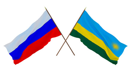 Background for designers, illustrators. National Independence Day. Flags  Russia and  Rwanda