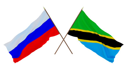 Background for designers, illustrators. National Independence Day. Flags  Russia and  Tanzania