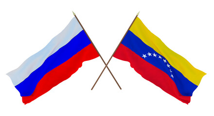 Background for designers, illustrators. National Independence Day. Flags  Russia and  Venezuela