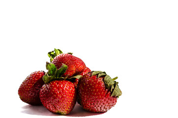 Fresh strawberries isolated on white background, fresh berries isolated on white background