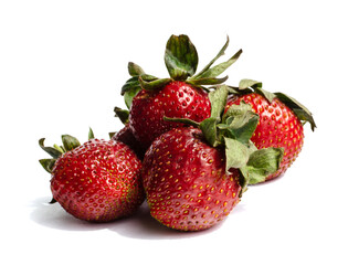 Fresh strawberries isolated on white background, fresh berries isolated on white background