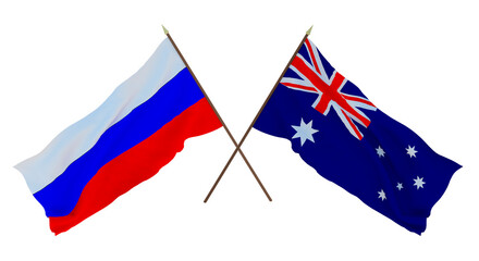 Background for designers, illustrators. National Independence Day. Flags  Russia and Australia