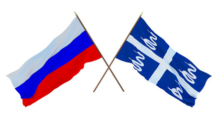 Background for designers, illustrators. National Independence Day. Flags  Russia and Martinique