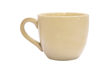 Empty ceramic mugs isolated on white background and clipping path.