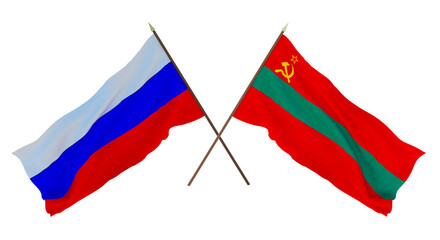 Background for designers, illustrators. National Independence Day. Flags of Russia and Transnistria
