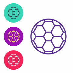 Obraz premium Set line Soccer football ball icon isolated on white background. Sport equipment. Set icons colorful. Vector