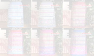 Illustration created by computer program. Silk sewn into a skirt and worn on a mannequin on display in an OTOP shop. Make objects inside stand out Simulates a shallow depth of field by creating a blur