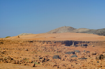 Landscape in the Colombian Guajira desert. Copy space.