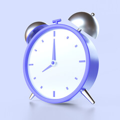 Plakat Minimal alarm clock, ringing alarm, circle clock icon, Stylized Circle Clock Icon, speed time icon. 3d rendering