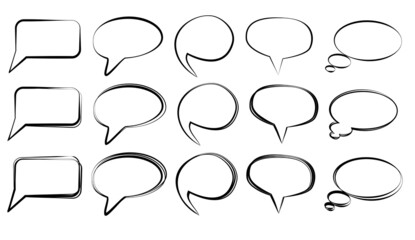 Set of contour icons empty speech bubbles isolated on white background. Design element.