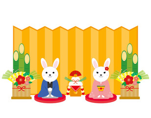 2023年　うさぎ年の年賀状のイラスト素材