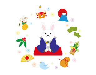 2023年　うさぎ年の年賀状のイラスト素材