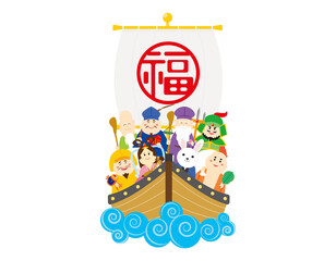 2023年　卯年の年賀状　七福神