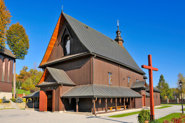 Obraz premium Wooden Church of St. Nicholas. Tymowa, Lesser Poland Voivodeship, Poland