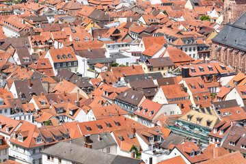 Fototapeta na wymiar Rooftops of buildings in old historic town of Heidelberg, Germany