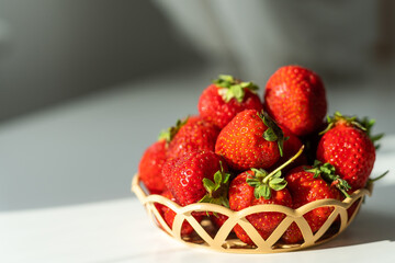 strawberries in a wicker plate