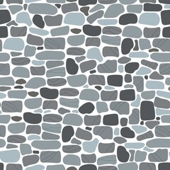 Stone ground seamless pattern. Mosaic pebble flooring, stones pavement texture. Street or wall element, grey leather imitation decent vector background
