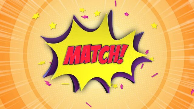 MATCH Comic Text Animation, with Alpha Matte, Loop, 4k
