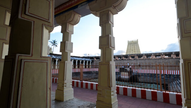 Rameshwaram, Tamil Nadu, India &ndash; Long Pillared Corridor Inside Ramanathaswamy Temple