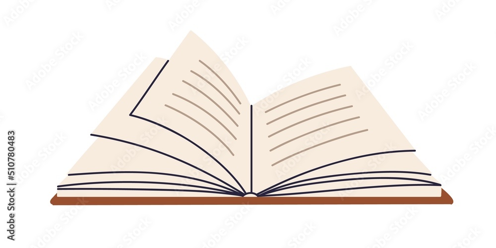 Aufkleber open paper book with knowledge on pages. academic textbook for studying, reading. abstract literatur