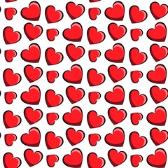 Red hearts seamless pattern. Vector illustration seamless pattern. Flat design