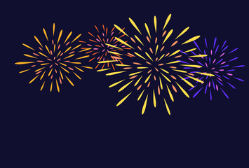 Illustration of fireworks at night.  打ち上げ花火のイラスト　夜