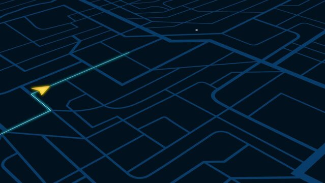 GPS navigation concept. Arrow moving forward on a map. Seamless loop.