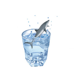 requin bouledogue   , poisson, évasion, eau, en verre, boire, clapoter, glace, isolé, liquide, abattre, blanc, froid, bleu, éclaboussure, bouillonner, transparent, clair, cool, frais, humide, propre, 