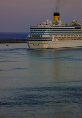 Cruise ship left  port of Catania,Italy