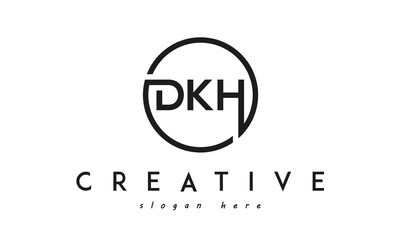 initial DKH three letter logo circle black design