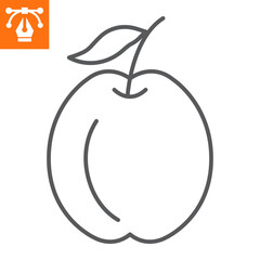 Apricot line icon, outline style icon for web site or mobile app, fruit and food, plum vector icon, simple vector illustration, vector graphics with editable strokes.