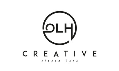 initial ONH three letter logo circle black design