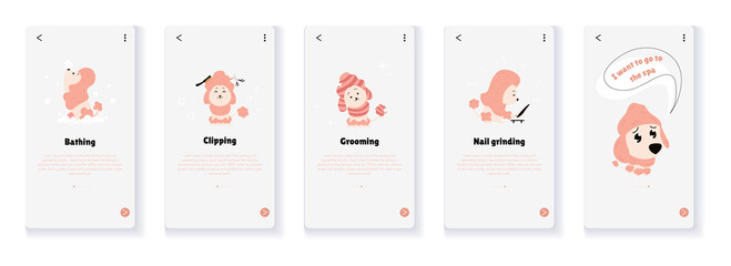 Pet grooming salon banners for mobile app