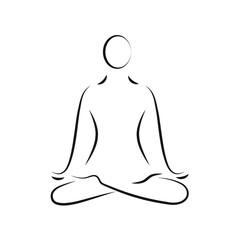Illustration yoga outline vector performing dhyana asana Meditation Black and White