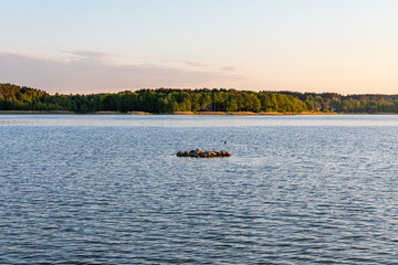 Kamienna wysepka na środku jeziora