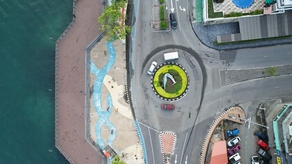 Kota Kinabalu, Sabah Malaysia – June 14, 2022: The Waterfront and Esplanade Area of Kota Kinabalu...
