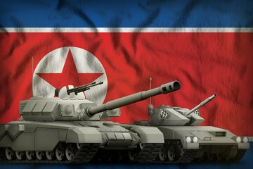 Democratic Peoples Republic of Korea (North Korea) tank forces concept on the national flag background. 3d Illustration