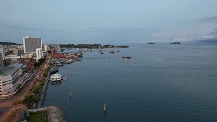 Kota Kinabalu, Sabah Malaysia &ndash; June 14, 2022: The Waterfront and Esplanade Area of Kota Kinabalu City Centre