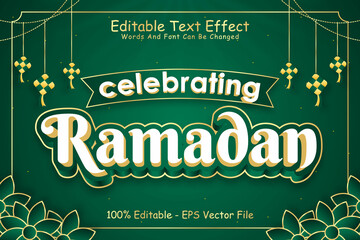 Celebrating Ramadan Editable Text Effect 3 Dimension Emboss Modern Style