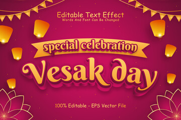 Special Celebration Vesak Day Editable Text Effect 3 Dimension Emboss Modern Style