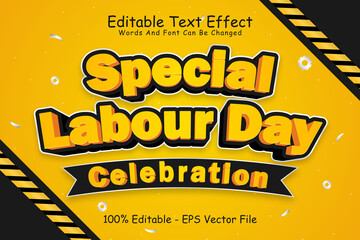 Special Labour Day Celebration Editable Text Effect 3 Dimension Emboss Cartoon Style