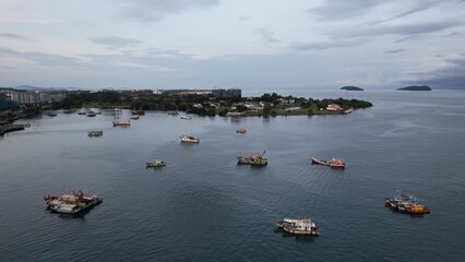 Kota Kinabalu, Sabah Malaysia – June 14, 2022: The Waterfront and Esplanade Area of Kota Kinabalu City Centre