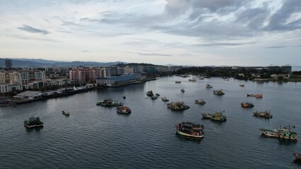 Kota Kinabalu, Sabah Malaysia – June 14, 2022: The Waterfront and Esplanade Area of Kota Kinabalu City Centre